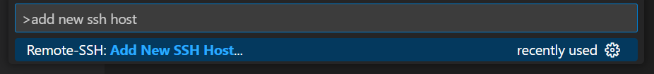 search for Remote-SSH: Add New SSH Host... in Command Palette