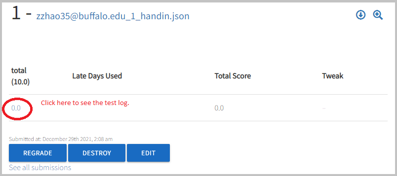 Autolab 0 click on score for feedback