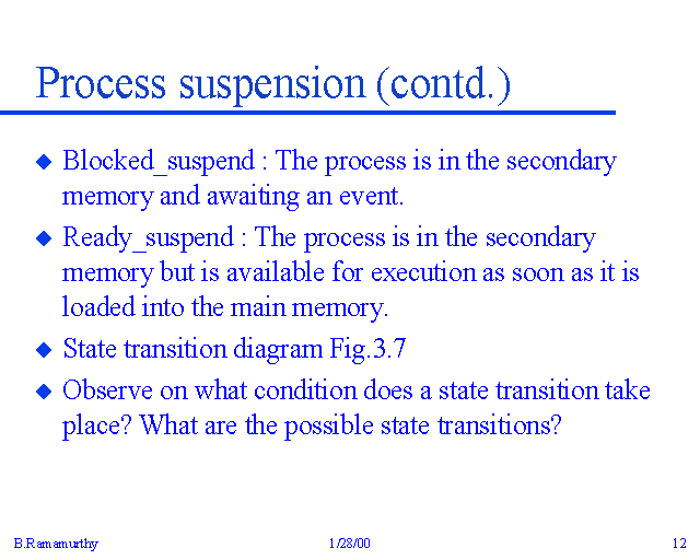 Process suspension (contd.)