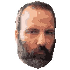 Ethan's head in a highly-pixelated 16-color representation on a transparent background.