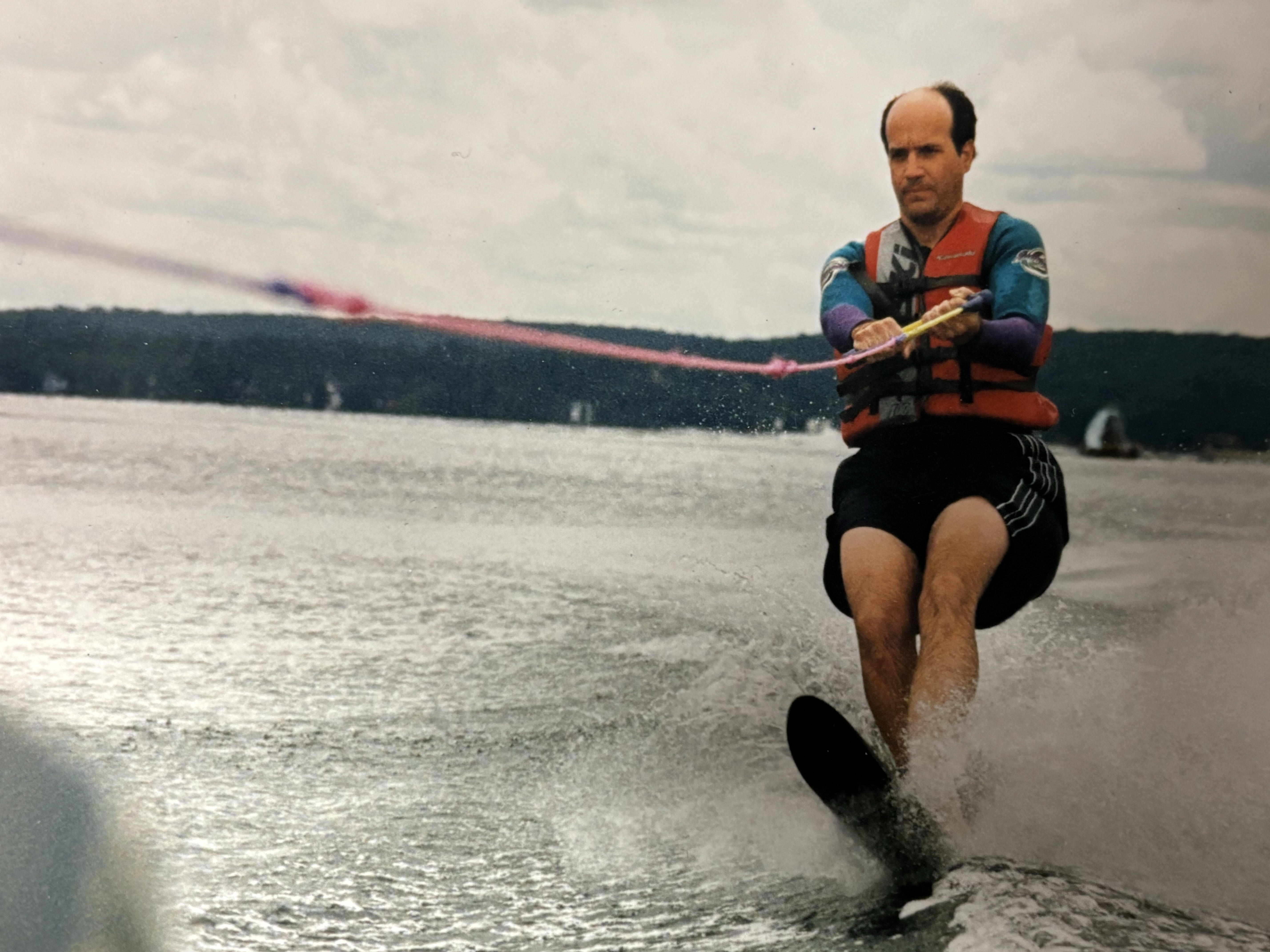 Ken Smith water-skiing at Lake Bernard, Sundridge, ON, circa 2003