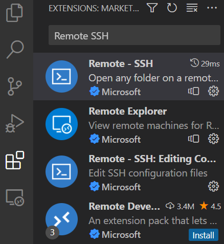 installing Remote SSH extension in VSCode