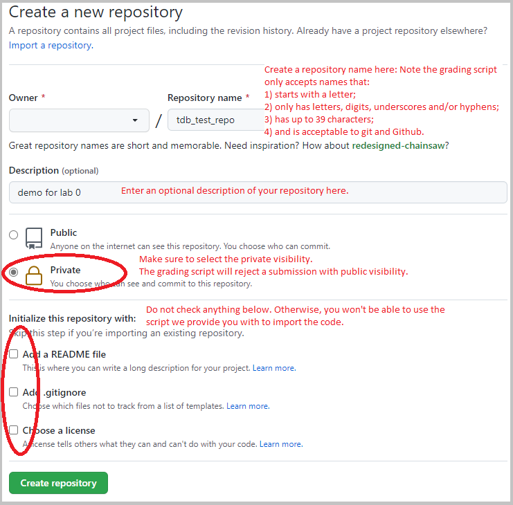 create a new repository on Github